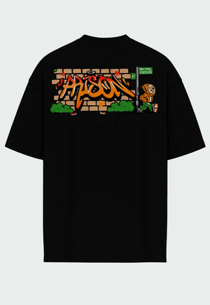 Camiseta Streetwear Oversized Graffiti Boyz Preta