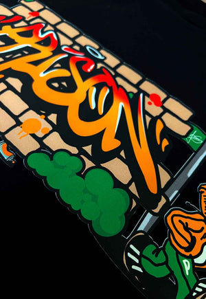 Camiseta Streetwear Oversized Graffiti Boyz Preta