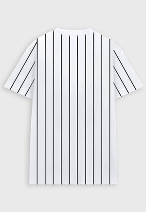 Camiseta Listrada New York Jersey Bordada Branca