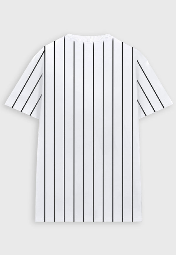 Camiseta Listrada New York Jersey Bordada Branca