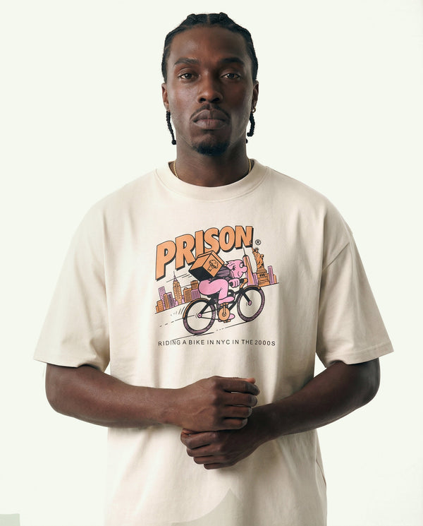 Camiseta oversized NYC Bike Vintage off-white PRISON® no look