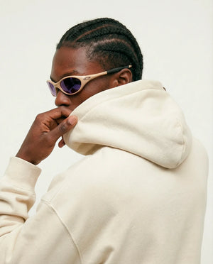 Costas e lateral do moletom com capuz masculino off white New York Prison