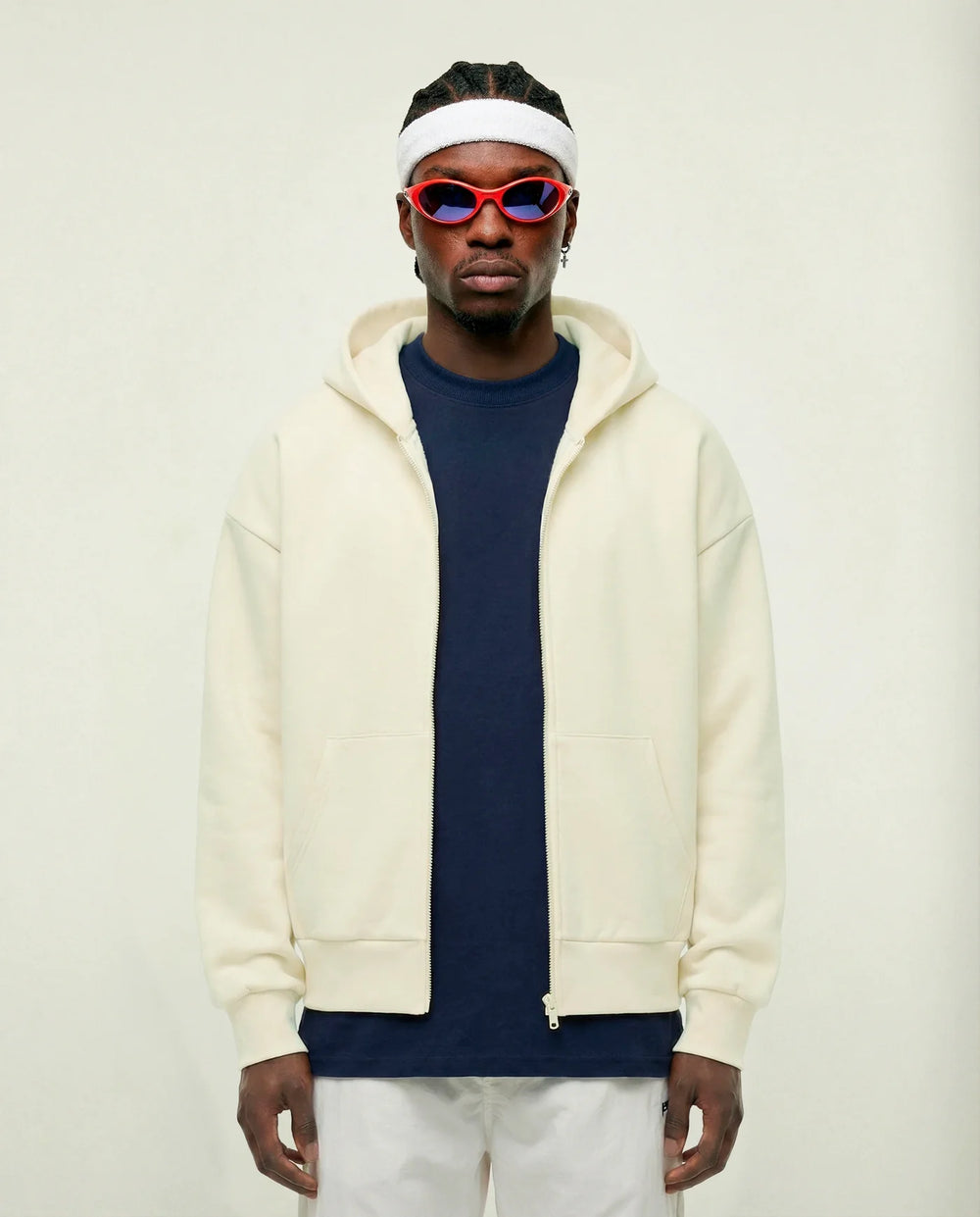 Costas do moletom com zíper masculino off white New York Prison