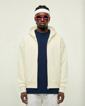 Moletom com zíper masculino off white New York Prison de frente