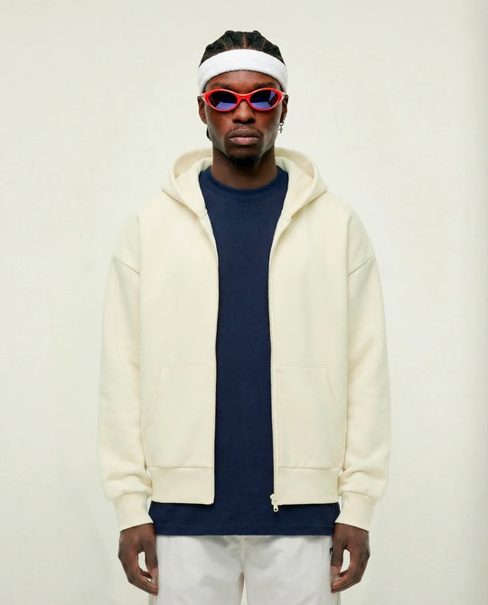 Moletom com zíper masculino off white New York Prison de frente
