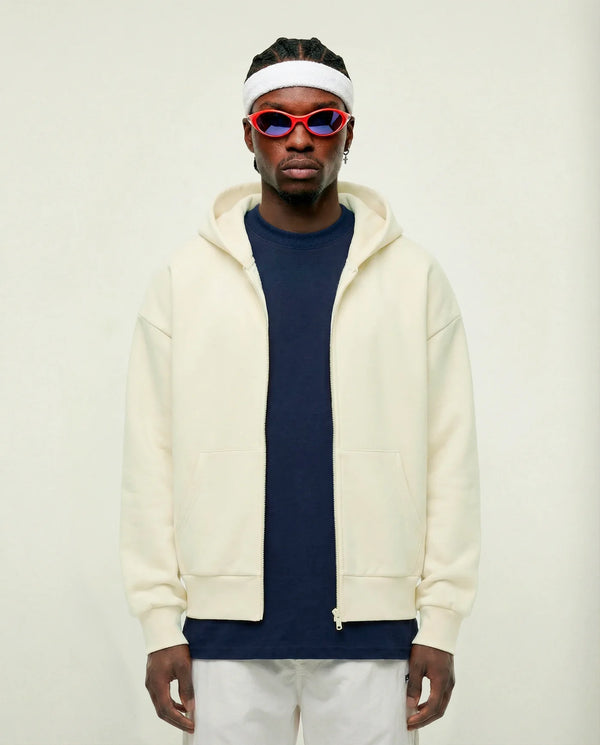 Moletom com zíper masculino off white New York Prison de frente