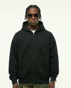 Moletom com zíper masculino preto New York Prison de frente