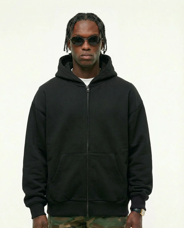 Moletom com zíper masculino preto New York Prison de frente