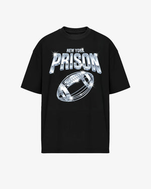 Camiseta oversized New York Football Chrome preta PRISON® vista frontal