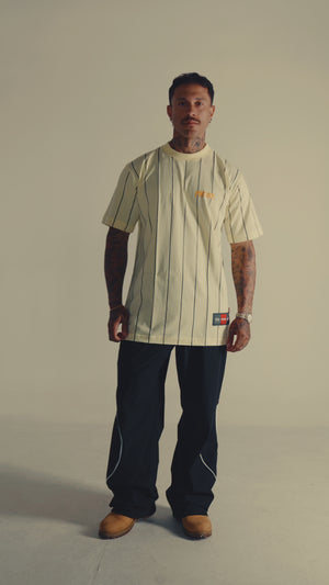 Camiseta listrada streetwear amarela
