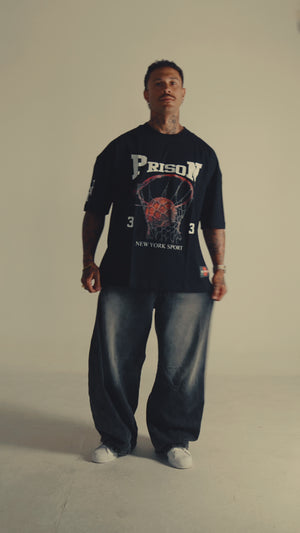 Camiseta oversized basketball hoop preta