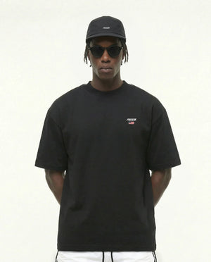 Camiseta oversized Flag Logo EUA preta PRISON® foto still frontal
