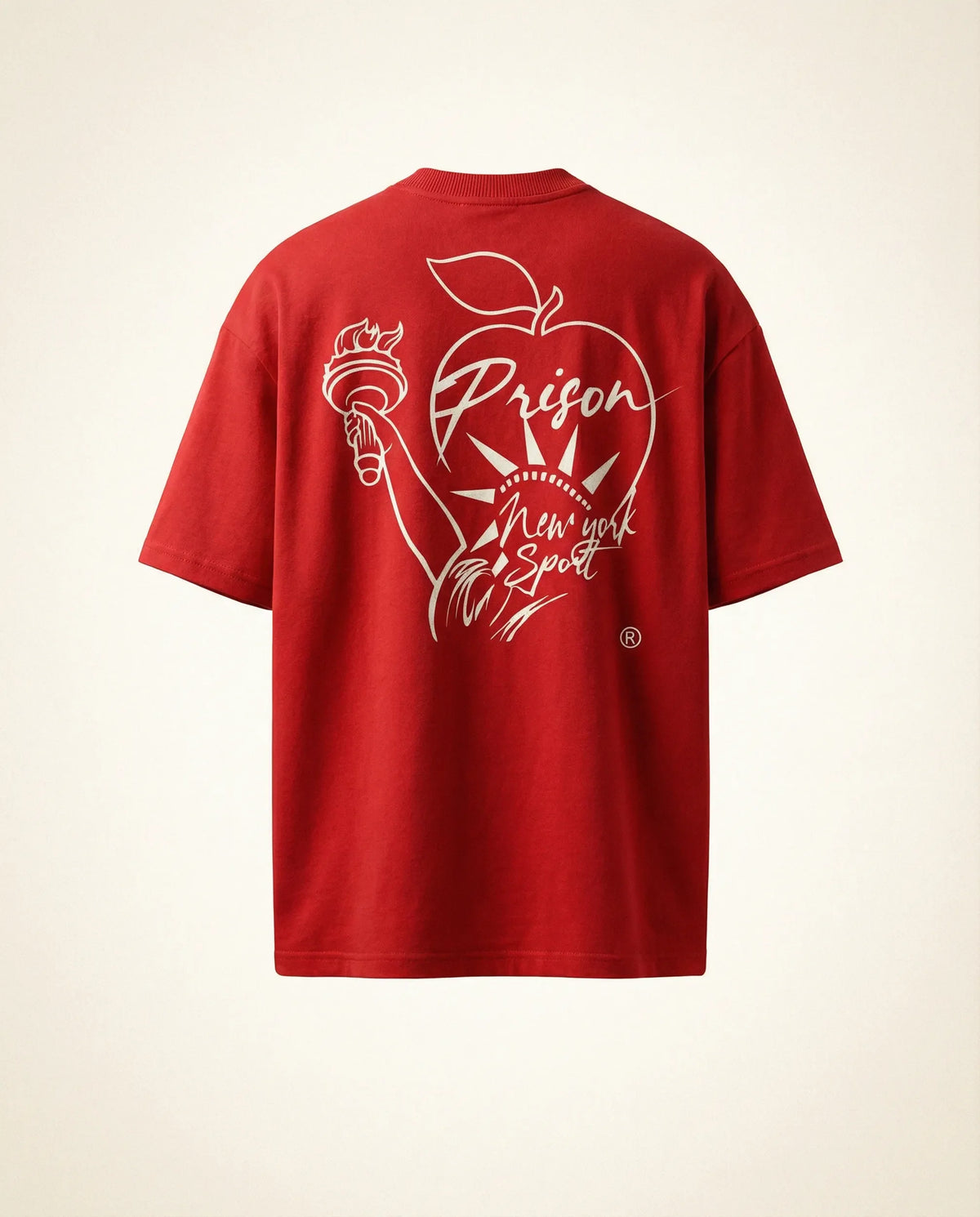 Camiseta oversized Godspeed Liberdade vermelha PRISON® estampa nas costas