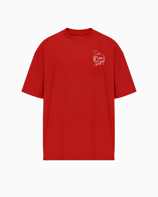 Camiseta oversized Godspeed Liberdade vermelha PRISON® vista frontal