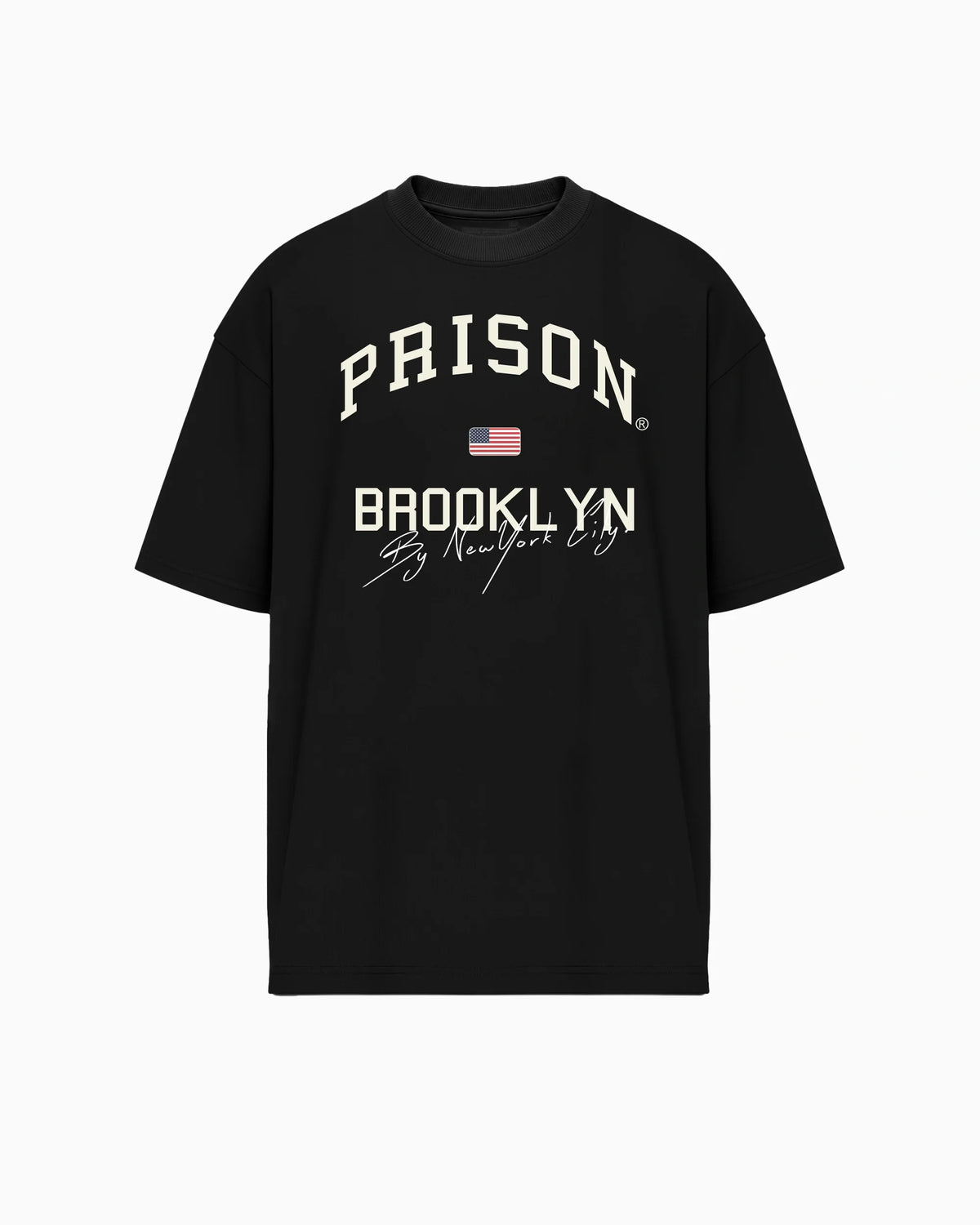 Camiseta oversized Brooklyn Classic preta PRISON® vista frontal