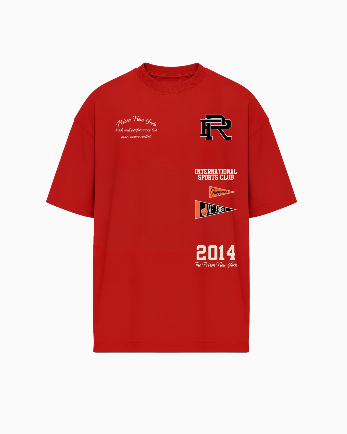 Camiseta oversized International Sports Club vermelha PRISON® vista frontal