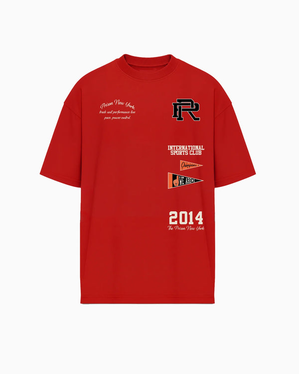 Camiseta oversized International Sports Club vermelha PRISON® vista frontal