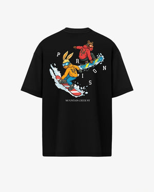 Camiseta oversized Mountain Creek NY preta PRISON® estampa nas costas