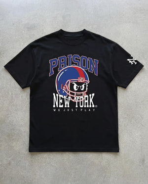 Camiseta oversized NY Kickoff Football preta PRISON® foto still