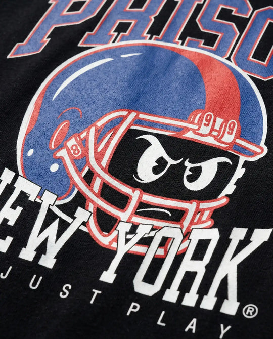 Camiseta oversized NY Kickoff Football preta PRISON® vista frontal