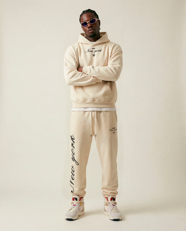 Calça Baggy Moletom Midnight off white