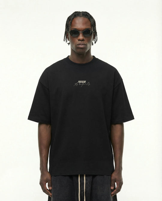 Camiseta oversized New York Signature preta PRISON® vista frontal