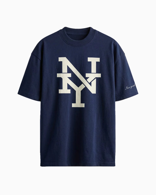 Camiseta oversized NY Monograma azul-marinho PRISON® vista frontal