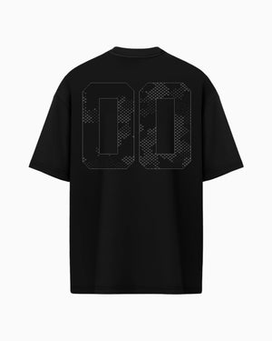 Camiseta oversized Football 00 preta PRISON® vista das costas