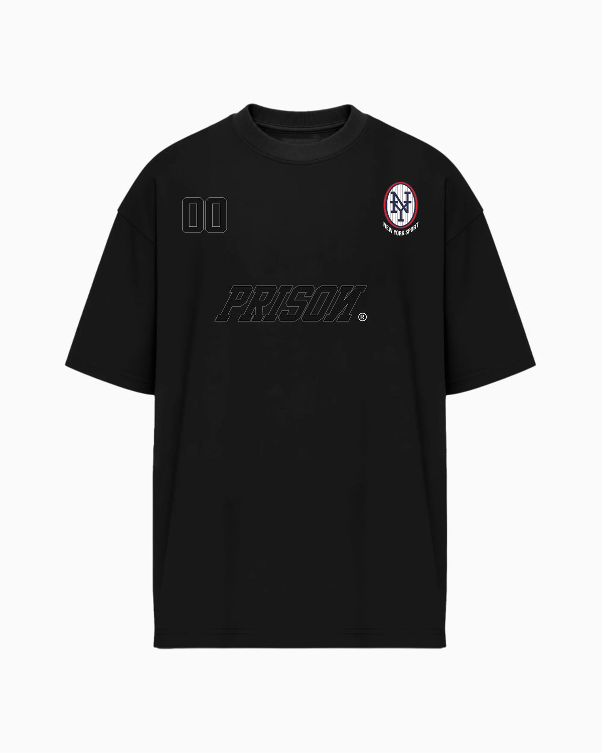 Camiseta oversized Football 00 preta PRISON® vista frontal