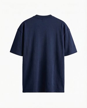 Camiseta oversized Queens Basketball azul-marinho PRISON® frente e costas