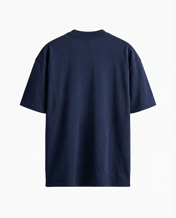 Camiseta oversized Queens Basketball azul-marinho PRISON® frente e costas