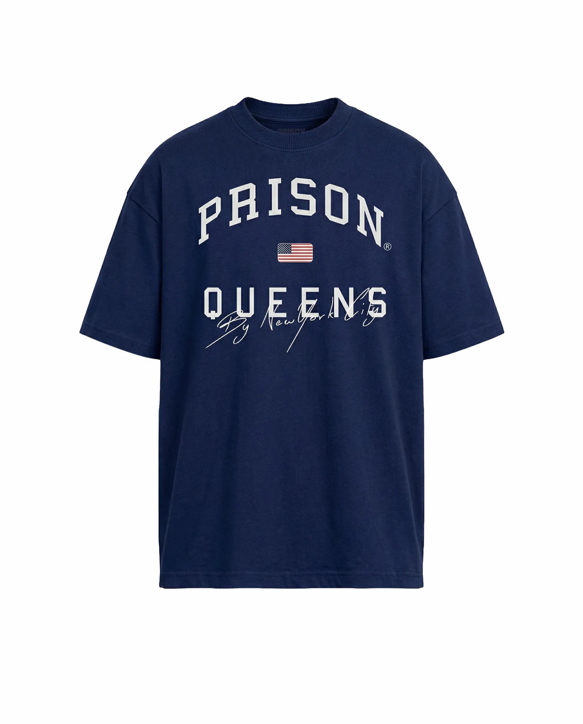 Camiseta oversized Queens azul-marinho PRISON® vista frontal