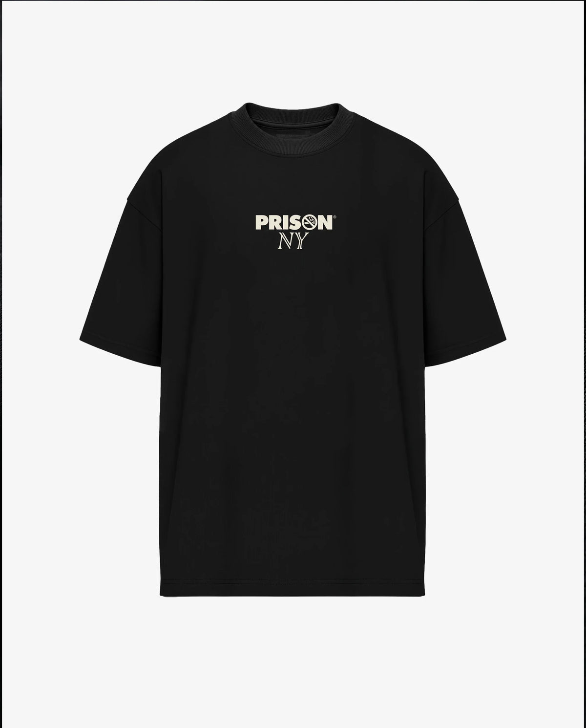 Camiseta oversized NY Minimal Logo preta PRISON® vista frontal