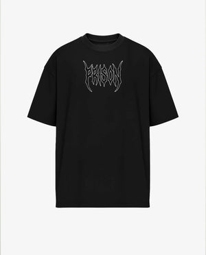 Camiseta oversized Lightning NYC Skyline preta PRISON® vista frontal