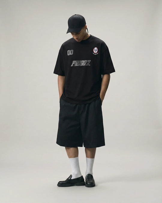 Camiseta oversized Football 00 preta PRISON® vista frontal