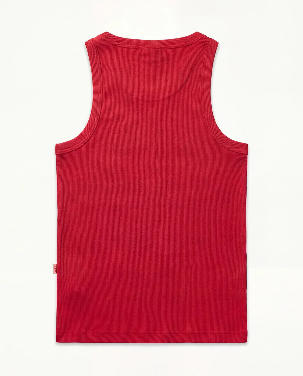 Costas da regata canelada masculina vermelha Prison