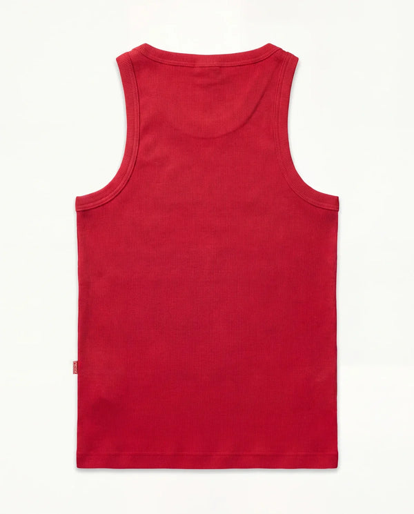 Costas da regata canelada masculina vermelha Prison