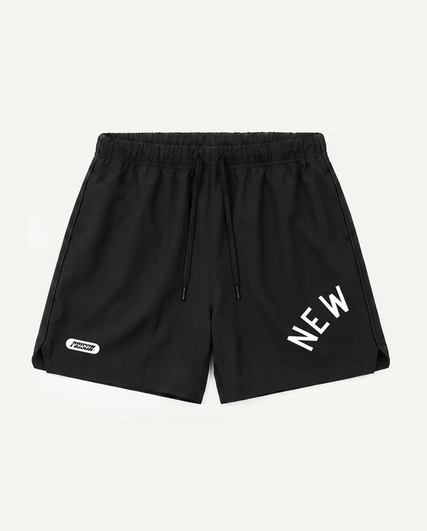 Short esportivo masculino preto New York Prison de frente