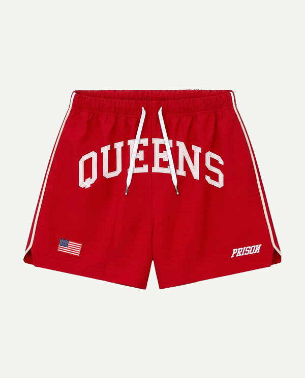 Short masculino vermelho Queens Prison de frente