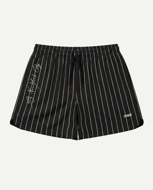 Short preto masculino New York Prison com assinatura vertical na perna