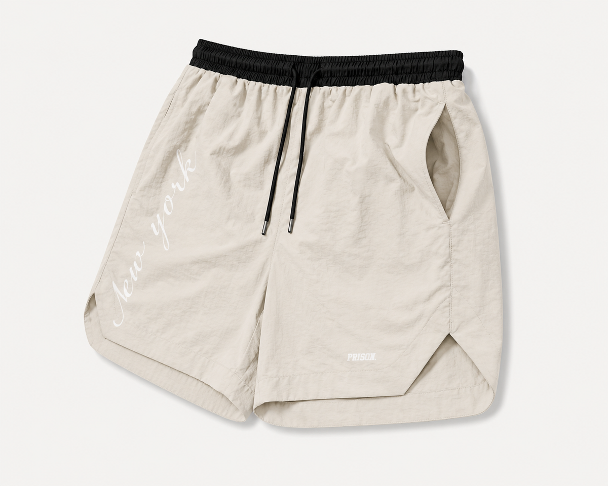 Short de Corrida Masculino Prison New York Bege