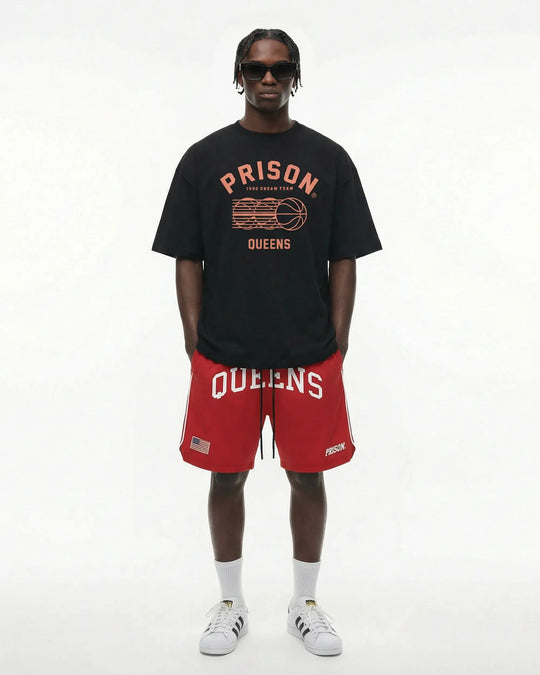 Camiseta oversized Queens Baseball preta PRISON® vista frontal